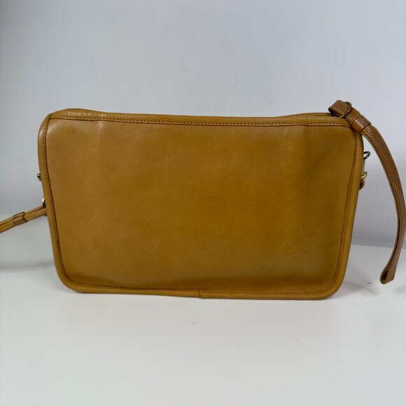 COACH Basic Bag #9455 Tan Leather Vintage 1970s Zippered Clutch Shoulder Bag - Picture 8 of 16